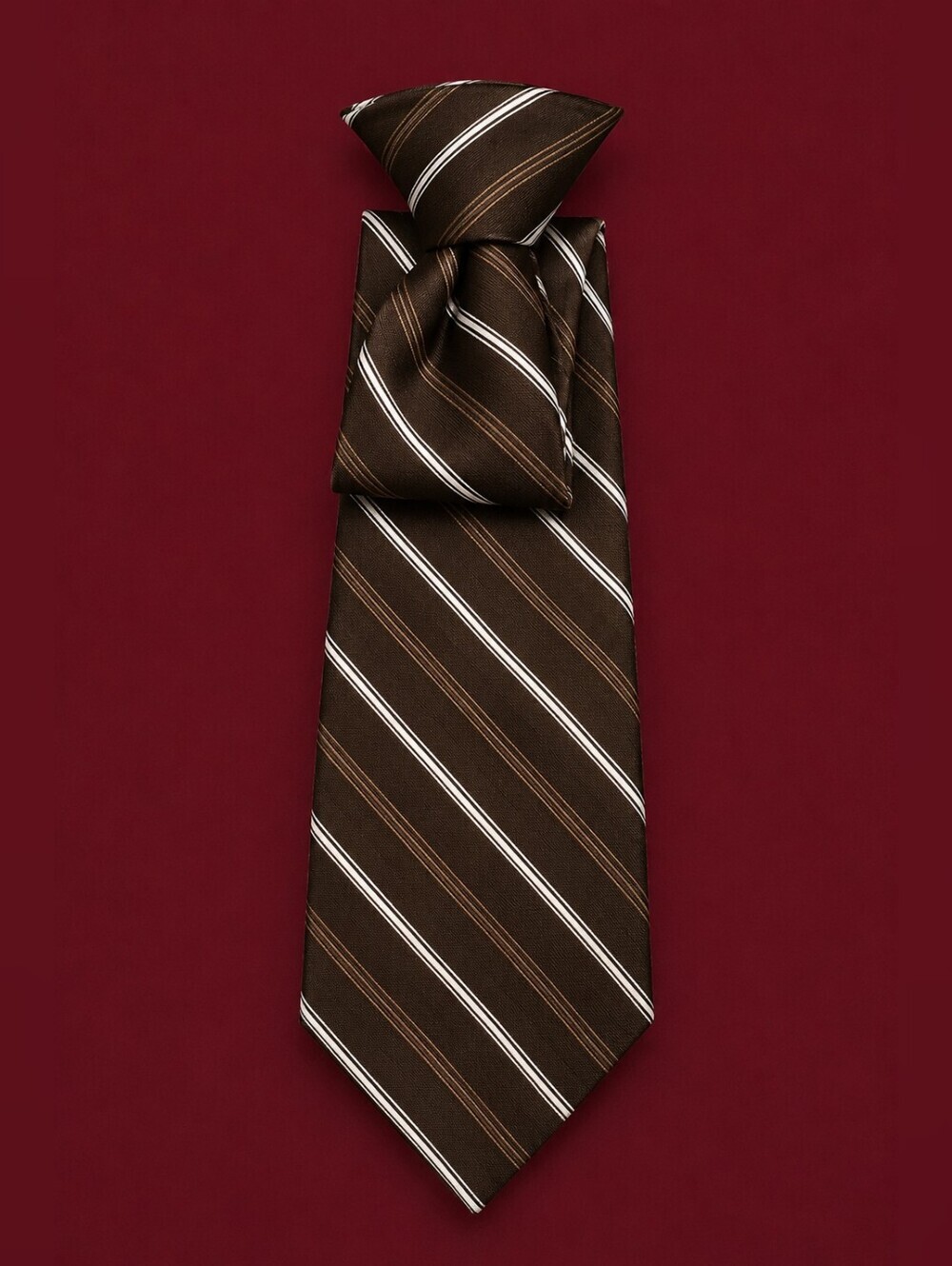 3/$30 Vtg SEARS 1980s Brown and White Striped Slim Clip-on Tie